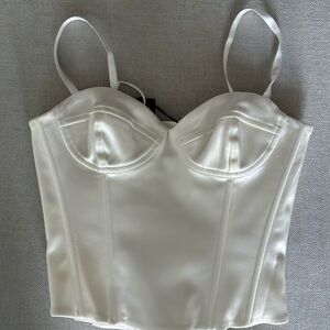 Elegant White Satin Bustier Top